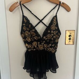 urban outfitters tank top with gold embroidery